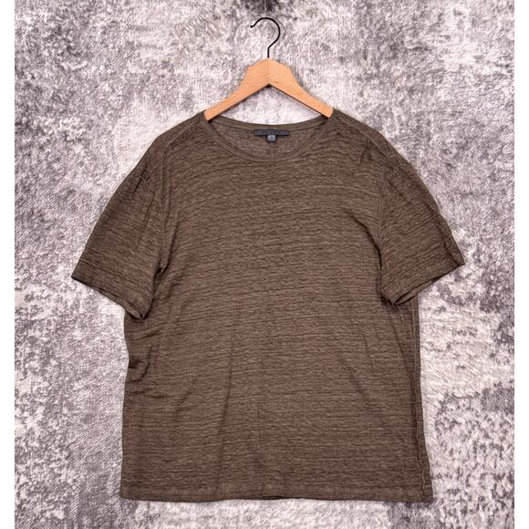 John Varvatos Collection Luxury Shirt Medium Mens Green Linen Knit Burnout